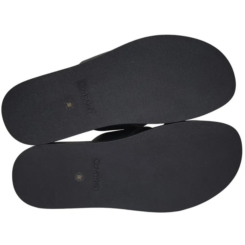 Calvin Klein Men Elern Cross Strap Slide Sandals Size US 9M Black Faux Leather